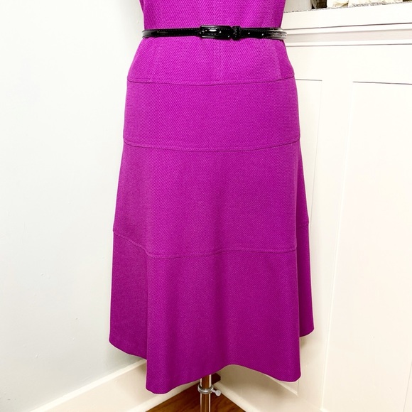 Anne Klein Purple Cap Sleeve Fit & Flare Dress with Belt 10 Medium - Picture 4 of 9